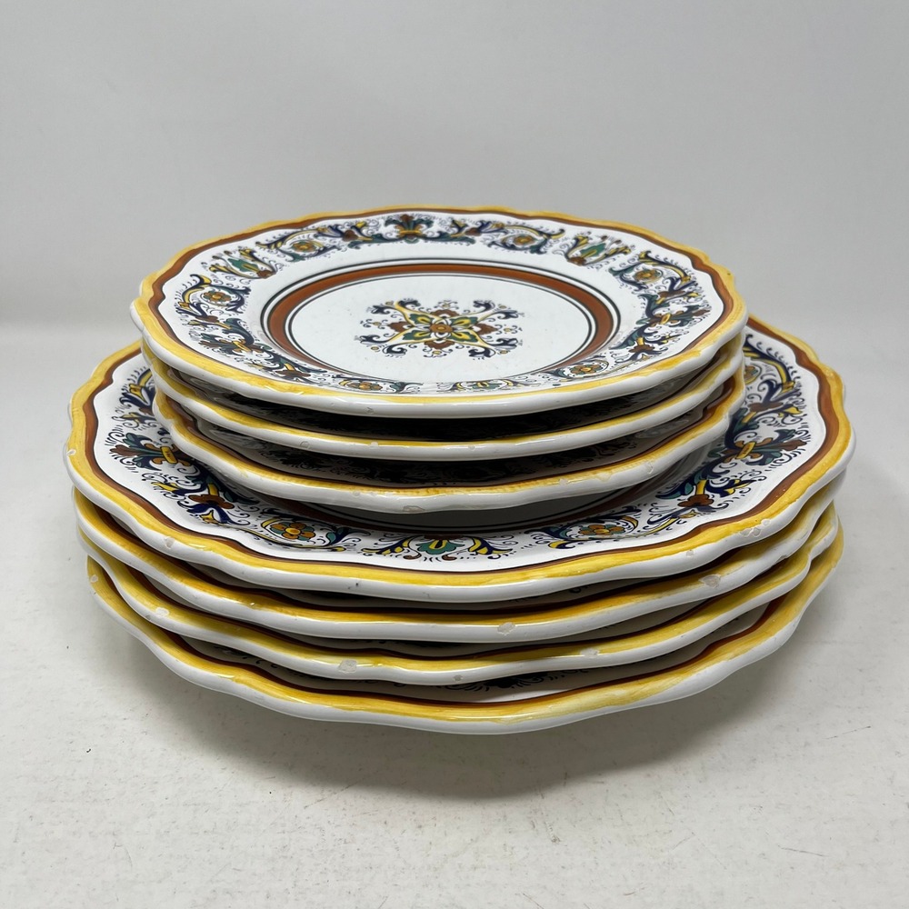 Sur La Table Italian Earthenware Plates Set 7 Deruta Style Ricco Handcrafted